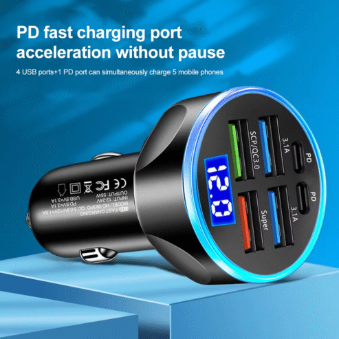 66-250W PD Car Charger QC3.0 Fast Charge