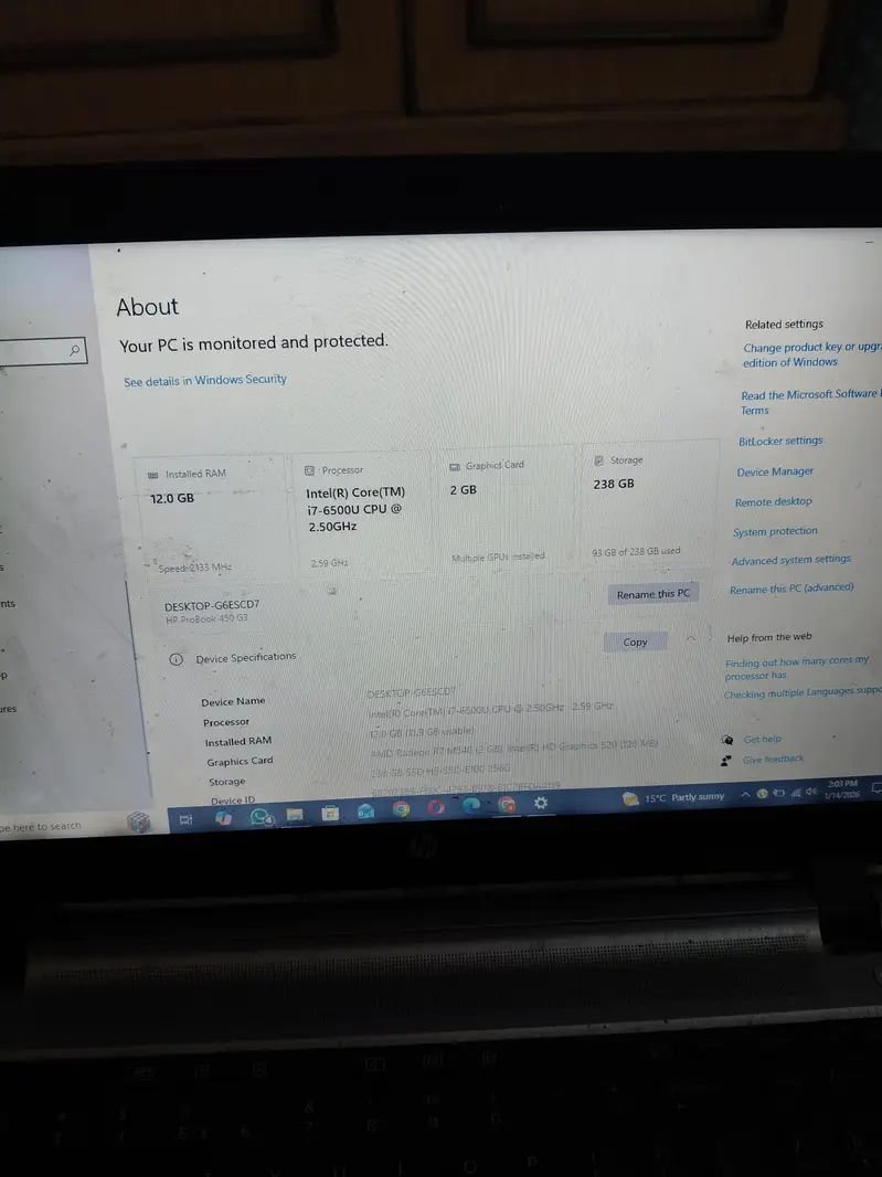 Hp pro book 450 G3