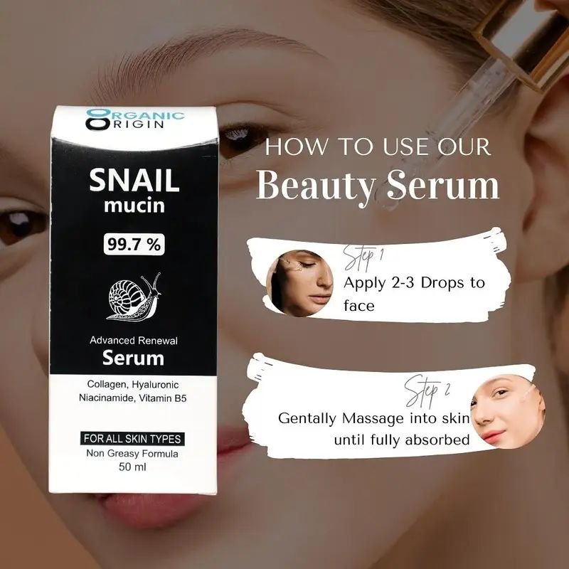 Organic Snail Serum 50ml – Hydration, Brightening & Anti-Aging