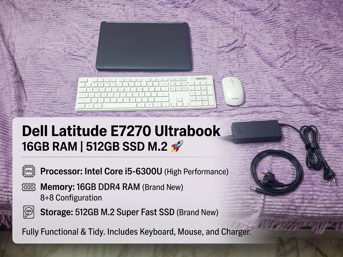 💻 Dell Latitude E7270 Ultrabook | 16GB RAM | 512GB M2 SSD 🚀