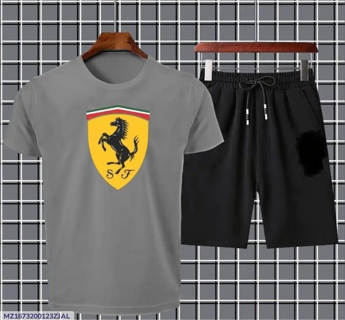 Men Dry-Fit Ferrari Logo Tracksuit Summer Collection