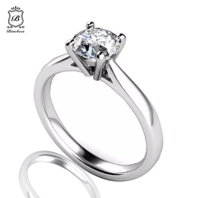Binobees Korean Fashion Jewelry – Stylish Engagement Ring with Pink Zircon in Silver Sterling