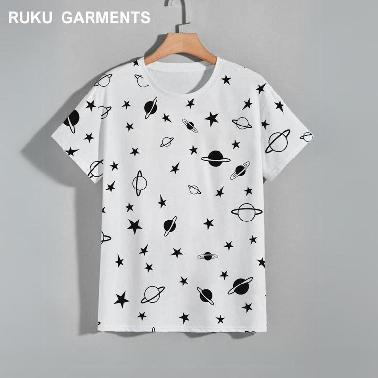 Ruku Garments Half Sleeve 100% Cotton Printed T-Shirt for SummeR