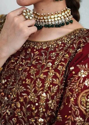 Maroon Bridal Dress For Sale