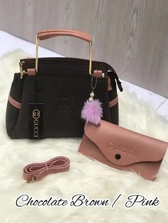 chocolate brown/pink girls hand bag