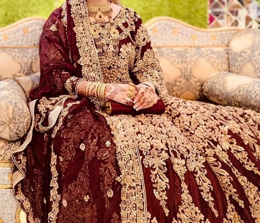 Luxury Maroon Bridal Dress | Heavy Embroidered Barat Dress |