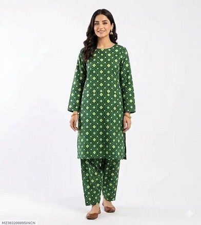 2 Pcs Women’s Unstitched Painted Suit