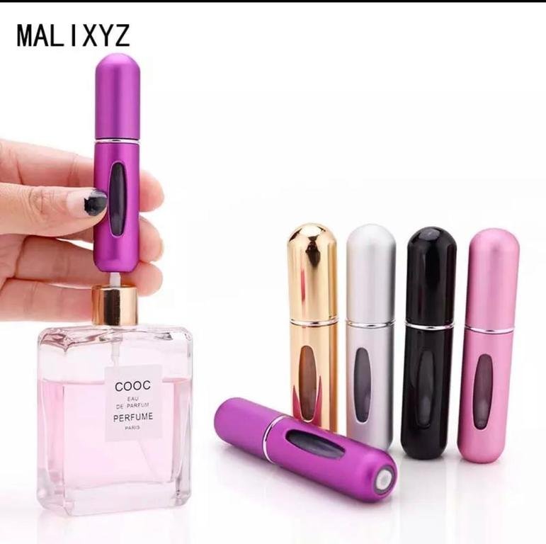 2 pcs Refillable 5ml Refillable Mini Perfume Spray Bottle Aluminum Spray Atomizer Portable Travel Cosmetic Container