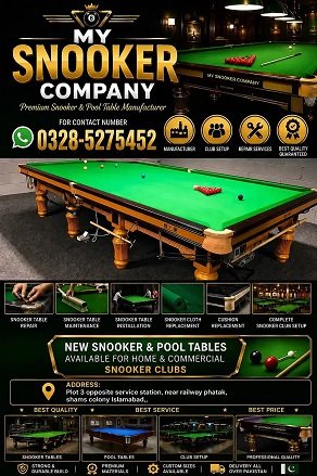 Snooker Table Rawalpindi /Snooker Table Repair / Premium Quality