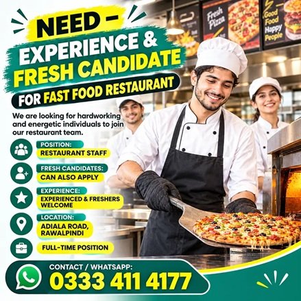 Fast Food Chef Job | Kitchen Helper Job | Restaurant Job in Rawalpindi