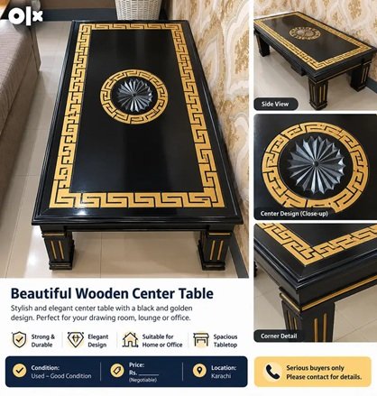 Beautiful Wooden Center Table – Good Condition