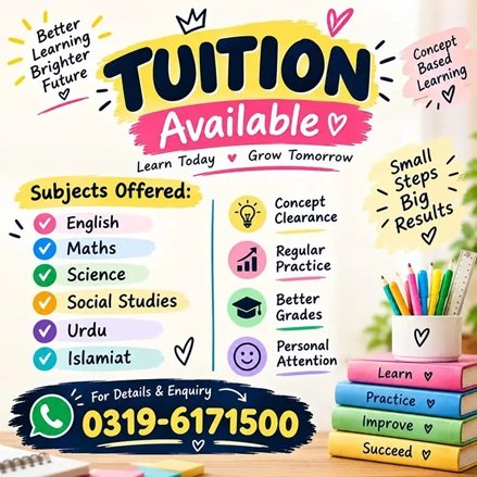 Tutor available in multan