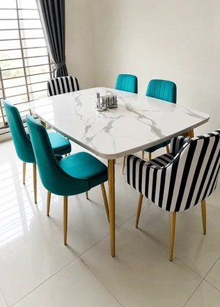 6 seater dining table/UV top table/restaurant dining table set/chairs