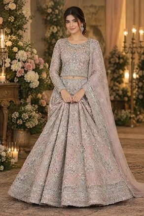 Republic Womenswear Walima Lehenga – Powder Pink – Worn Once